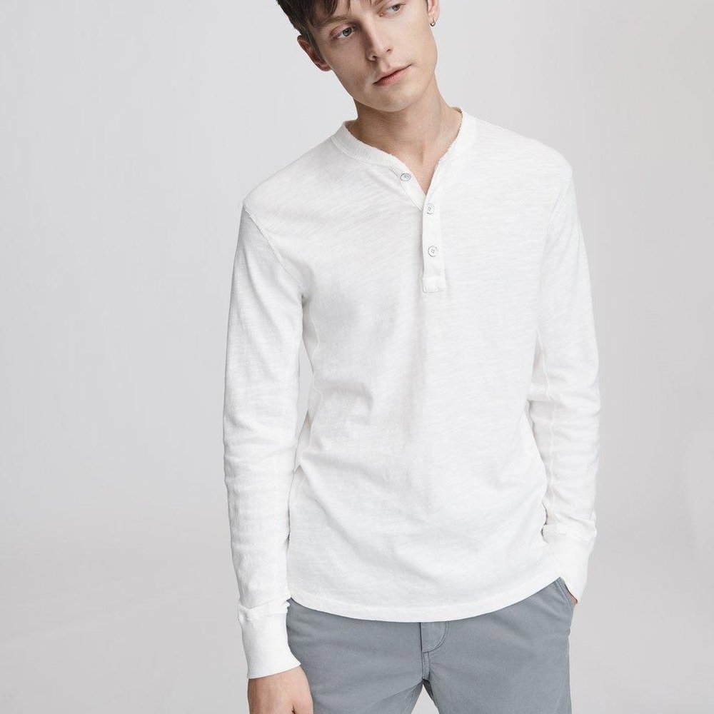 Classic Cotton Henley - White